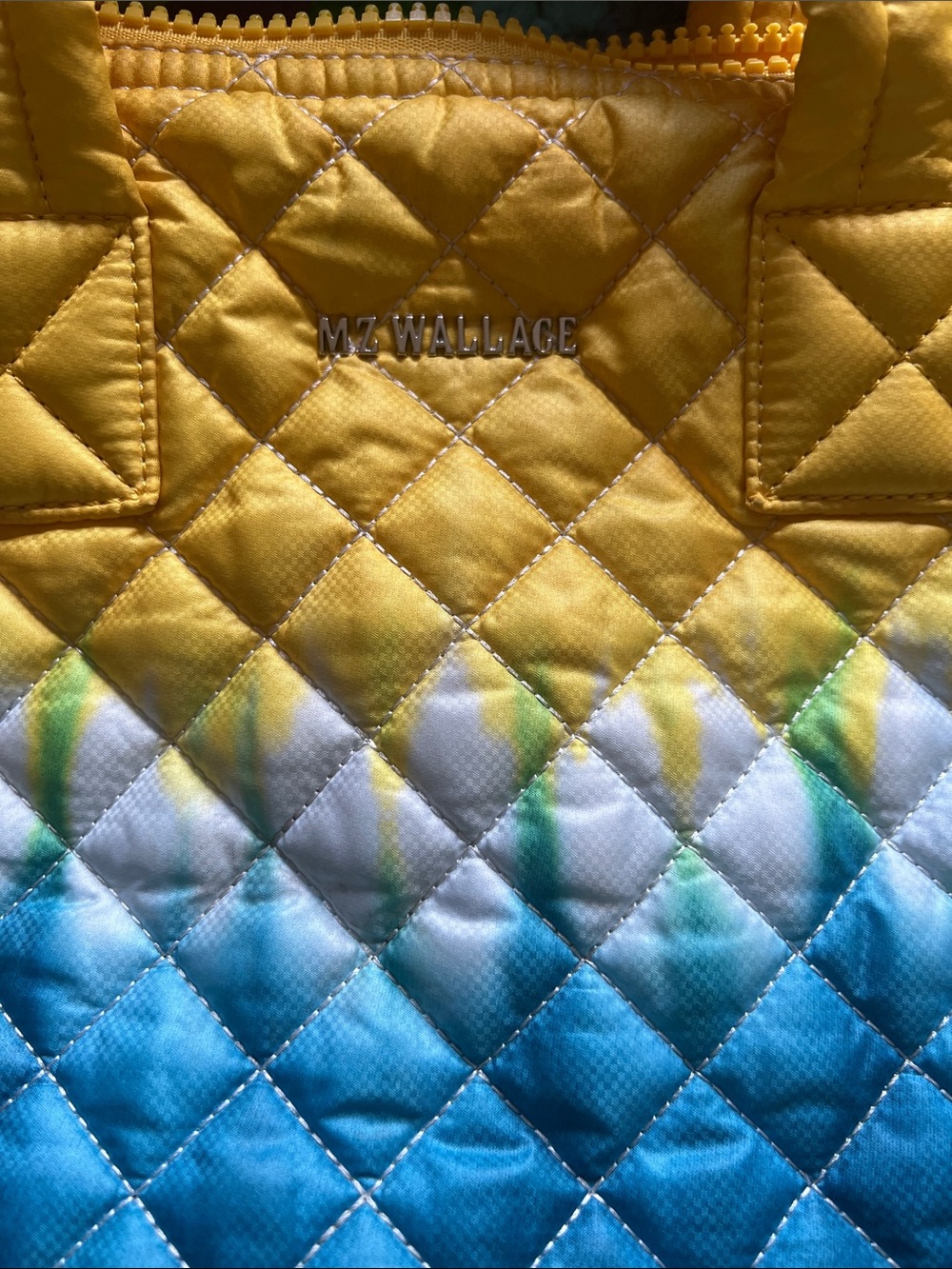 MZ Wallace Yellow Blue Ombre Quilted Crossbody Tote - Picture 2 of 11